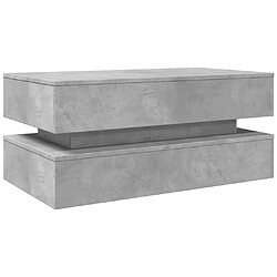 Avis Maison Chic Table basse pour salon | Table à café avec lumières LED gris béton 90x50x40 cm -GKD43566