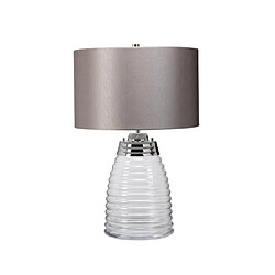 Elstead Lighting Lampe de table Milne Verre,Acier,Satin texturé Ferronnerie en nickel poli, verrerie transparente.