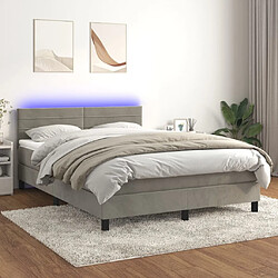 Sommier à lattes LED,Cadre à lattes de lit avec matelas pour Adulte Gris clair 140x190 cm -MN26527