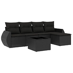 Maison Chic Salon de jardin 6 pcs avec coussins | Ensemble de Table et chaises | Mobilier d'Extérieur noir résine tressée -GKD59058