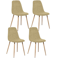 Toilinux Lot de 4 Chaises Roka - Jaune moutarde