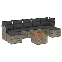 vidaXL Salon de jardin 8 pcs avec coussins gris résine tressée