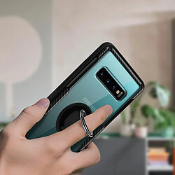 Avizar Coque Samsung Galaxy S10 Bi-matière Bague Support Vidéo Finition carbone - Noir pas cher