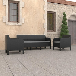 Maison Chic Salon de jardin 3 pcs + coussins - Mobilier/Meubles de jardin - Table et chaises d'extérieur PP Rotin Anthracite -MN13870