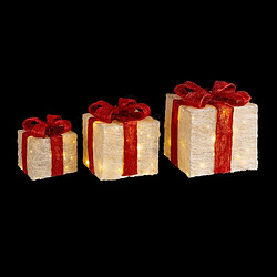 BigBuy Christmas Décorations de Noël Blanc Rouge Métal Fibre Boîte Cadeau 25 x 25 x 31 cm (3 Unités)