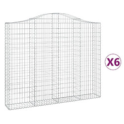 vidaXL Paniers à gabions arqués 6 pcs 200x30x160/180 cm