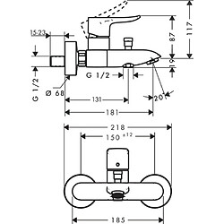 Mitigeur bain/douche HANSGROHE Metris chromé - 31480000