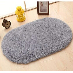 Wewoo Fausse Fourrure Tapis de Bain Massif Antidérapant de Porte Chambre Enfants de Salon OvaleTaille 40x60cm Gris Argenté