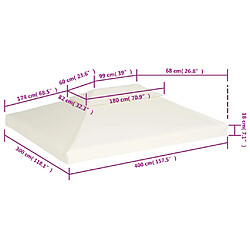 vidaXL Recouvrement de remplacement d'auvent 310 g/m² Blanc crème 3x4m pas cher