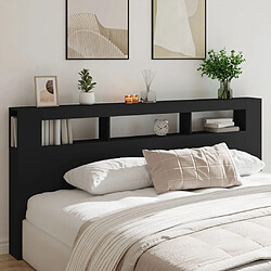 Acheter Maison Chic Tête de lit scandinave à LED,meuble de chambre noir 220x18,5x103,5 cm bois d'ingénierie -MN45162