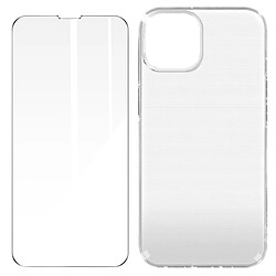 Avizar Coque pour iPhone 14 Plus Silicone Gel et Film Verre Trempé 9H transparent