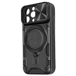 Avizar Coque pour iPhone 15 Pro Max Bague Métallique Bi-matière Antichoc Noir