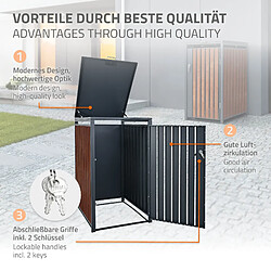 ML-Design Habillage de poubelle acier Corten conteneur extérieur pour 3 poubelles 3x240L