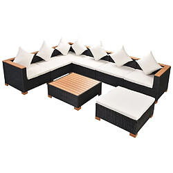 Maison Chic Salon de jardin 8 pcs + coussins - Mobilier/Meubles de jardin - Table et chaises d'extérieur Résine tressée Noir -MN16752