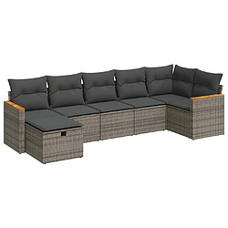 vidaXL Salon de jardin avec coussins 7 pcs gris résine tressée