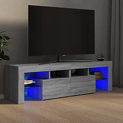 Maison Chic Meubles TV avec lumières LED - Banc TV pour salon Sonoma gris 140x36,5x40 cm -MN31264