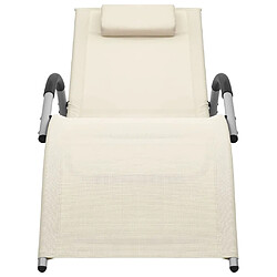 Helloshop26 Transat chaise longue bain de soleil lit de jardin terrasse meuble d'extérieur textilène crème et gris 02_0012929