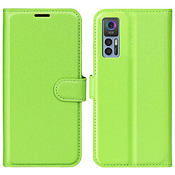 Etui en PU texture litchi avec support, vert pour votre TCL 30 5G