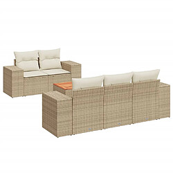 vidaXL Salon de jardin avec coussins 6 pcs beige résine tressée