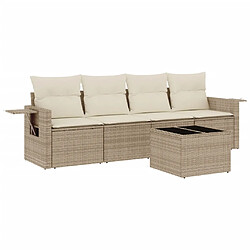 vidaXL Salon de jardin avec coussins 5 pcs beige résine tressée