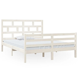 Maison Chic Lit adulte 150x200cm - Cadre de lit,Structure du lit Contemporain pour chambre Blanc Bois massif très grand -MN83280