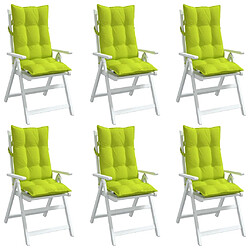 Avis vidaXL Coussins de chaise à dossier haut lot de 6 vert vif