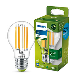 Philips Classic LED Lampe mit 60W, E27 Sockel, Klar, White (3000K)