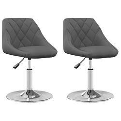 vidaXL Chaises pivotantes à manger lot de 2 Gris foncé Velours