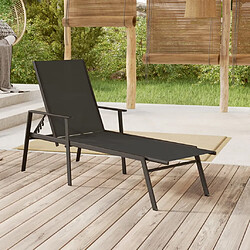 Maison Chic Chaise longue - Transat - Bain de Soleil Acier et tissu textilène Noir