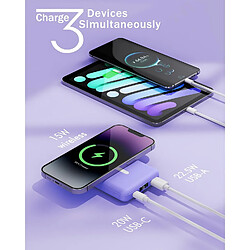 SANAG Batterie Externe Magnétique Sans Fil,10000Mah Power Bank Batterie Mag-Safe Pd 22.5W Charge Rapide Avec Usb-C Affichage Led Chargeur Portable Pour Iphone16/15/14/13/12/Mini/Pro/ /Mini - Violet pas cher