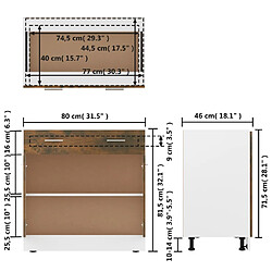 vidaXL Armoire de plancher à tiroir Chêne fumé 80x46x81,5 cm pas cher