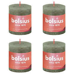 Bolsius Bougies pilier rustiques Shine 4 pcs 80x68 mm Vert olive