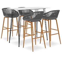 vidaXL Ensemble de bar 5 pcs Blanc et gris