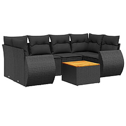 Maison Chic Ensemble Tables et chaises d'extérieur 7pcs avec coussins,Salon de jardin noir résine tressée -GKD718372