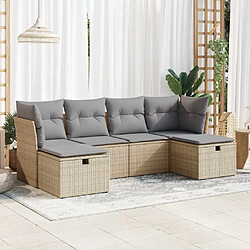 vidaXL Salon de jardin avec coussins 6 pcs beige résine tressée