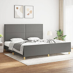 Maison Chic Lit adulte - Cadre Structure de lit avec tête de lit Contemporain Gris foncé 200x200 cm Tissu -MN91667