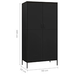 vidaXL Garde-robe Noir 90x50x180 cm Acier pas cher