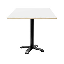 Restootab Table 70x70cm - modèle Bazila blanc chants bois