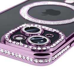 Avis Avizar Coque Diamant pour iPhone 15 Protection MagSafe Contour Strass Violet