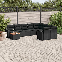 Maison Chic Salon de jardin 10 pcs avec coussins | Ensemble de Table et chaises | Mobilier d'Extérieur noir résine tressée -GKD51591