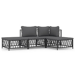 Maison Chic Salon de jardin 4 pcs avec coussins - Table et chaises d'extérieur - Mobilier/Meubles de jardin Moderne anthracite acier -MN81509