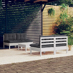 vidaXL Salon de jardin 5 pcs avec coussins anthracite bois de pin