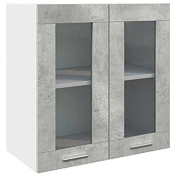 vidaXL Armoire murale de cuisine avec porte en verre gris béton