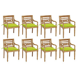 Maison Chic Lot de 8 Chaises Batavia avec coussins | chaises Relax d'extérieur Bois de teck solide -GKD60898