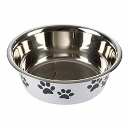 Paris Prix Gamelle pour Chien & Chat Motifs Pattes 21cm Blanc