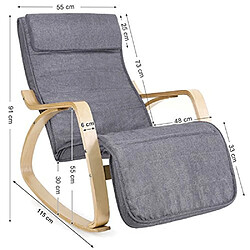 Avis SONGMICS Fauteuil à Bascule avec Repose-Pieds réglable à 5 Niveaux Design Rocking Chair Charge Maximum 150 kg Gris Lin LYY11G