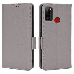 Etui en PU texture litchi, fermoir magnétique avec support, gris pour votre Ulefone Note 10