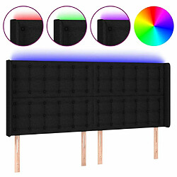 Maison Chic Tête de lit scandinave à LED,meuble de chambre Noir 203x16x118/128 cm Tissu -MN61198