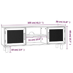 vidaXL Meuble TV Marron 105x30x40 cm Bois de pin massif rotin naturel pas cher