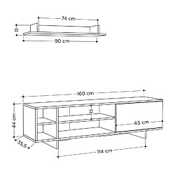 Acheter Toilinux Meuble TV Stockton 160 cm - Gris clair et Jaune moutarde